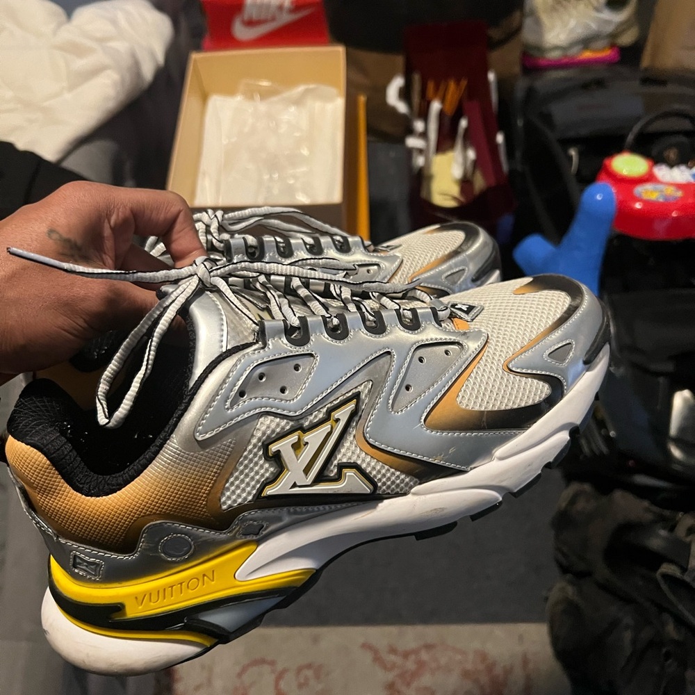 Louis Vuitton Silver and Yellow Men's Sneakers - Picture 2 of 4
